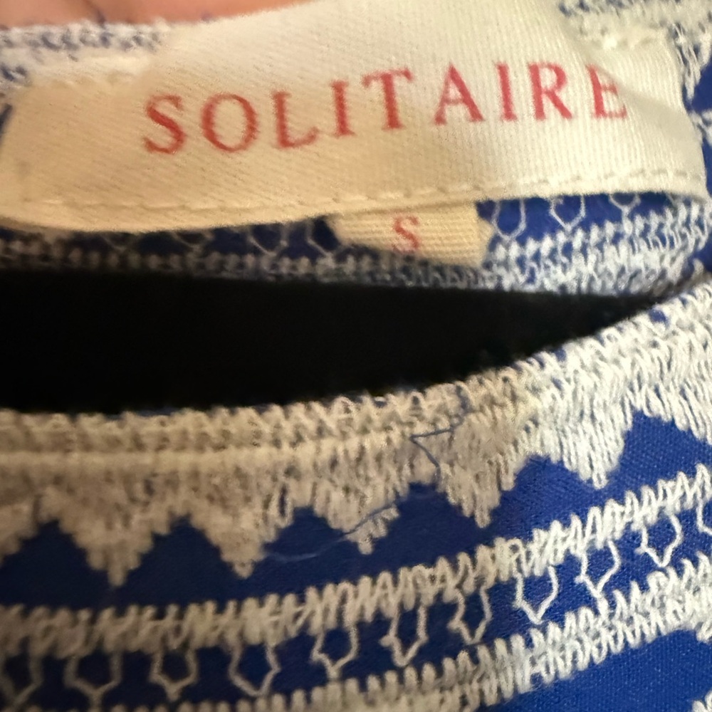 Solitaire Royal Blue Tee with White Floral Lace Overlay - Picture 2 of 2